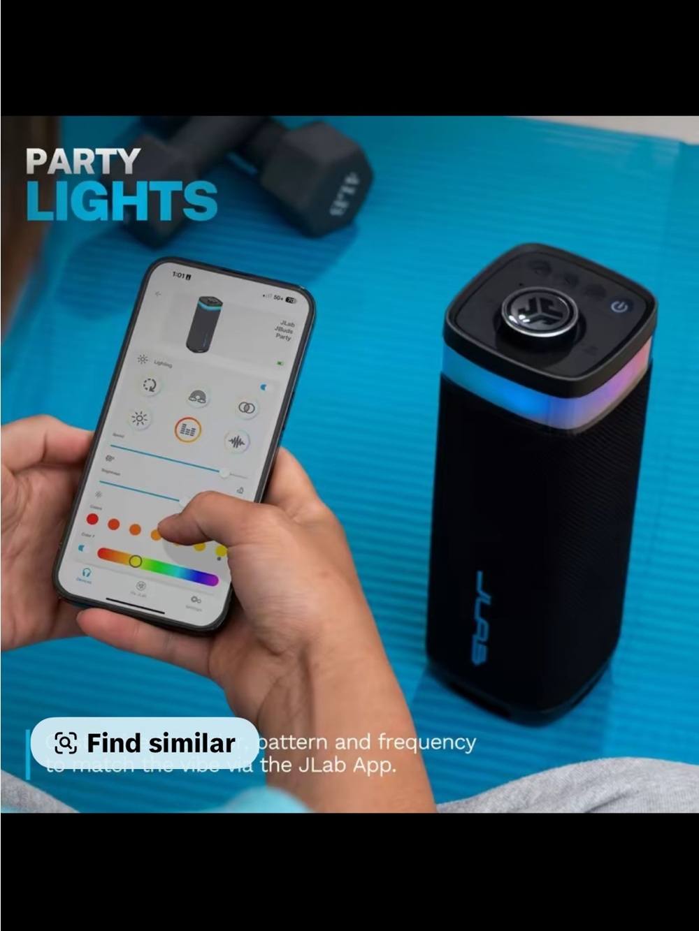 JLab Party Bluetooth Speaker with RGB Lights, sub woofer color Hot Pink